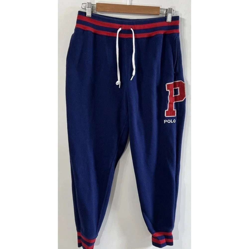 Polo Ralph Lauren Mens Sz Small Blue  Joggers Sweatpants P Logo Blue Red